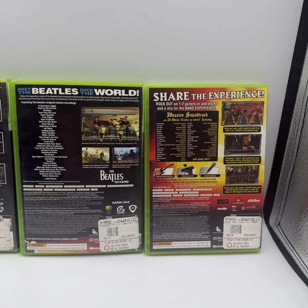 Xbox 360 Guitar Hero & Rock Band Game Lot CIB Tested Working Beatles AC/DC